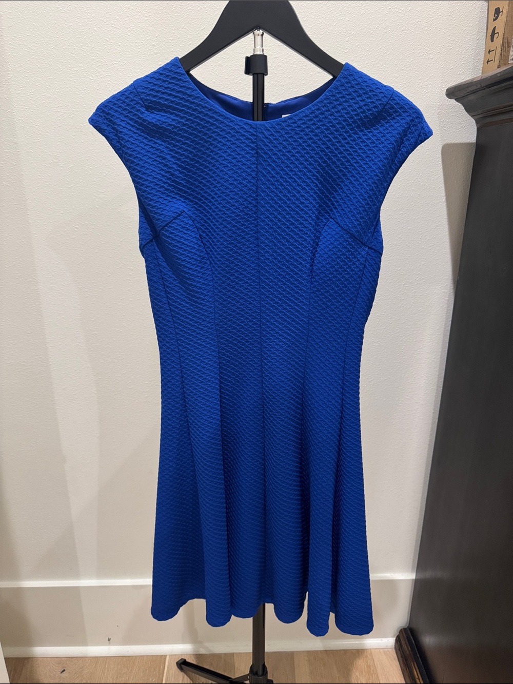 Bisou Bisou Royal‎ Blue Textured Fit & Flare Midi Dress